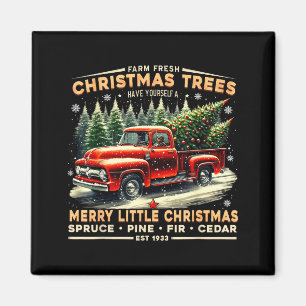 Boerderij Verse Kerstbomen Vintage Truck Ontwerp Magneet