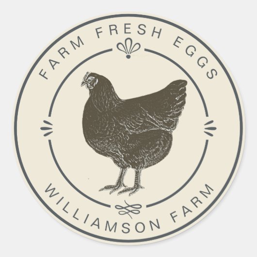 Boerderij Verse kippeneieren Karton Antiek Wit Ronde Sticker (Voorkant)
