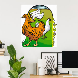Boerderij Verse Kippenhok Platteland Scene Poster