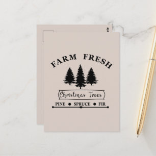 Boerderij verse moderne kerst dennenbomen briefkaart