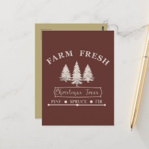 Boerderij Verse Moderne Kerst Pijnbomen Briefkaart