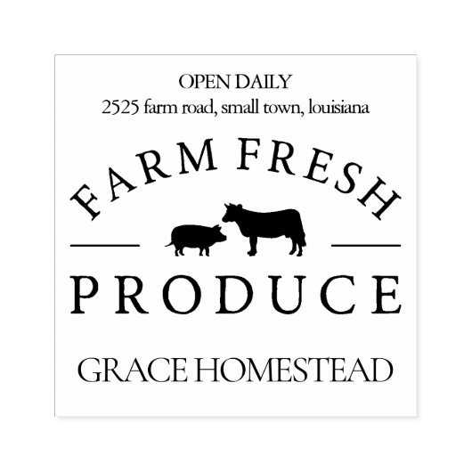 Boerderij Verse producten Varken Koe Boeren Markt  Rubberstempel (Afrduk)