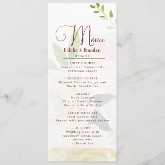 Boerderij Verse Rustieke Land Bloemen Diner Menu (Voorkant)