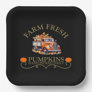 Boerderij verse waterverf pompoenen bladeren herfs papieren bordje