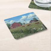 Boerderij Vierkante Kartonnen Onderzetter (Schuin)