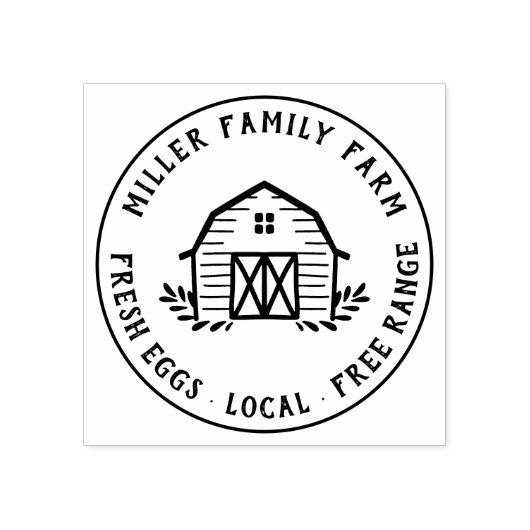 Boerderij voor Barn Logo - Aangepaste kippeneieren Rubberstempel (Afrduk)