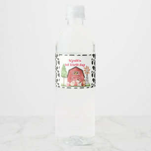 Boerderij voor eerste Drink op basis van koeienafd Waterfles Etiket