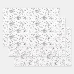 Boerderij Vrienden Kleur-Het-Zelf Verjaardagsfeest Inpakpapier Vel