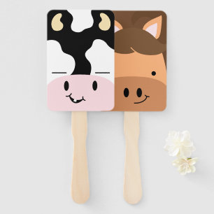 Boerderij Vrienden Koe & Pony Hand Fan Maskers Handwaaier