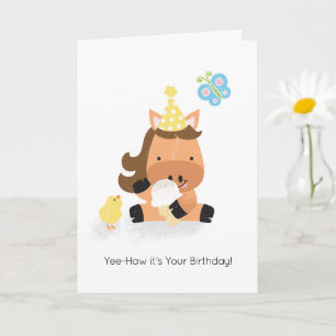 Boerderij Vrienden Perky Pony Happy Birthday Greet Kaart