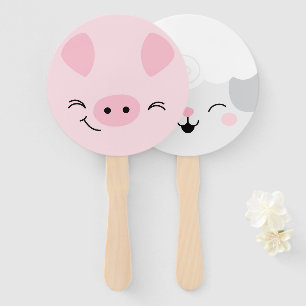 Boerderij Vrienden Varken & Lam Hand Fan Maskers Handwaaier