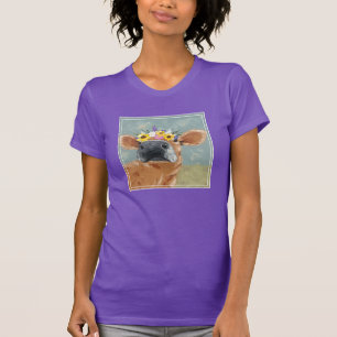 Boerderij vun - koe met bloeiende kroon t-shirt