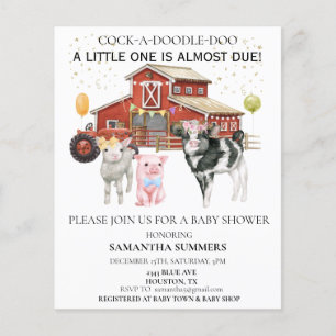 Boerderij Waterverf Koe Varken Schuur Baby Shower