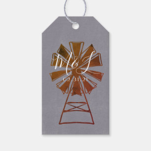 Boerderij Windmolen Landelijke Schuur Bruiloft Cadeaulabel