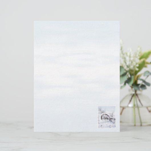 Boerderij Winter Sneeuwscene Letterhead implemente (Staand voorkant)