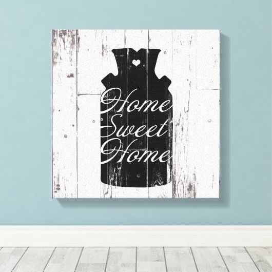 Boerderij Wit Hout Rustiek Melkkannetje Home Sweet Canvas Afdruk (Insitu (Houten vloer))
