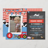 Boerderij Yard Foto Verjaardagsfeest Blue Boy's In Kaart (Voorkant / Achterkant)