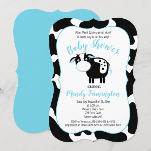 Boerderij Zuivel Koe Jonge Baby Shower Uitnodiging
