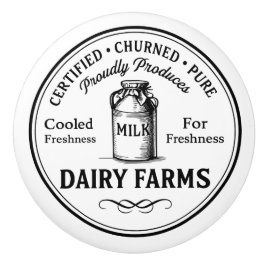 Boerderij Zuivel Label Vintage Typografie Keramisc Keramische Knop