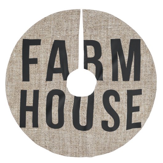 Boerderij Zwarte Letters Landelijk Jute Zakkenlinn Kerstboom Rok (Voorkant)