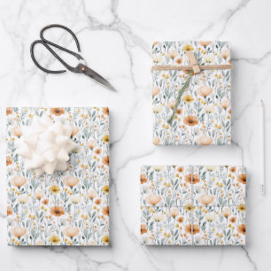 Boerderijbloemen op Witte Inpakpapier Vel
