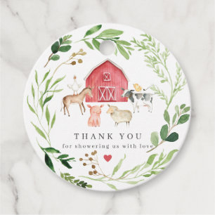 Boerderijdier Baby Shower Favor Tags   Cadeautags Bedankjes Labels