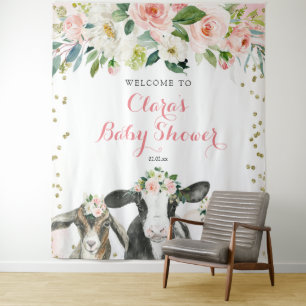 Boerderijdier Bloem Meisje Baby Shower Bord Wandkleed