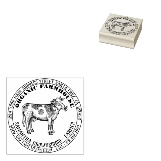 Boerderijdier dat gras eet Koe Rubberstempel (Gestempeld)