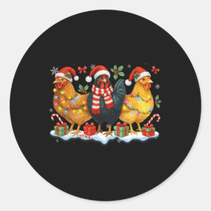 Boerderijdier Grappige Kip Kerstlichtjes Schattig Ronde Sticker