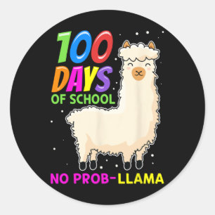 Boerderijdieren - 100 dagen school Geen Prob-Llama Ronde Sticker
