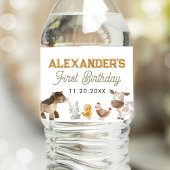 Boerderijdieren 1e verjaardag waterfles etiket