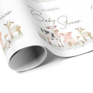 Boerderijdieren Baby Cute Landelijke Thema Cadeaupapier