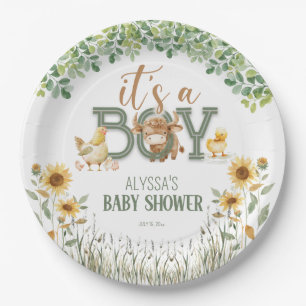 Boerderijdieren Baby Jongen Baby Shower Papieren Bordje
