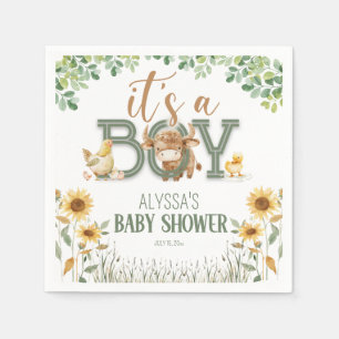 Boerderijdieren Baby Jongen Baby Shower Servet
