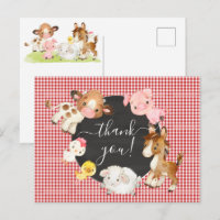 Boerderijdieren Baby Shower Bedankkaart