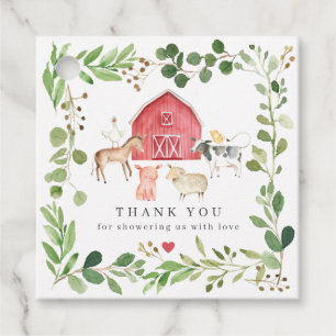 Boerderijdieren Baby Shower Favor Tags Cadeautag Bedankjes Labels