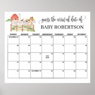 Boerderijdieren Baby Shower Raad de Bevalling Datu Poster