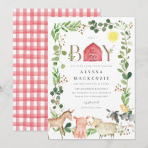 Boerderijdieren Baby Shower Uitnodiging