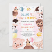 Boerderijdieren Ballonnen Boerderij Verjaardagsfee Kaart (Voorkant)