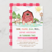 Boerderijdieren Barnyard 2e verjaardag uitnodiging (Voorkant / Achterkant)