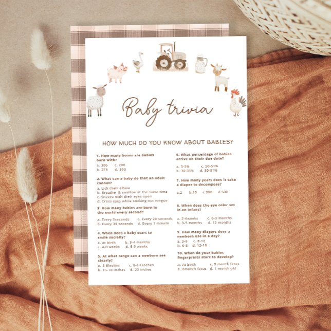 Boerderijdieren Barnyard Baby shower Trivia Spel (Creator heeft geüpload)