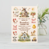 Boerderijdieren Barnyard Bash Ranch Verjaardagsfee Kaart (Staand voorkant)