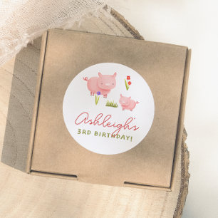 Boerderijdieren Barnyard Bash Verjaardagsfeestje Ronde Sticker