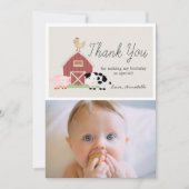 Boerderijdieren Barnyard Beige Verjaardag Dank u Kaart (Voorkant)