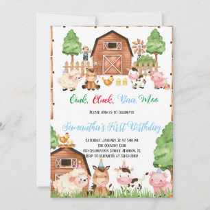 Boerderijdieren Barnyard Blue Boy Verjaardagsfeest Kaart