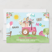 Boerderijdieren Barnyard Tractor Roze Boerderij Pa Kaart (Voorkant)