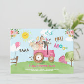 Boerderijdieren Barnyard Tractor Roze Boerderij Pa Kaart (Staand voorkant)