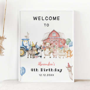 Boerderijdieren Barnyard Verjaardagsfeest Welkom Poster