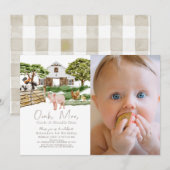 Boerderijdieren Barnyard W / C Foto 1e verjaardag Kaart (Voorkant / Achterkant)