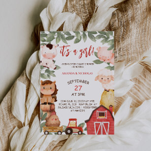 Boerderijdieren Boho Schattige Meisjes Baby shower Kaart